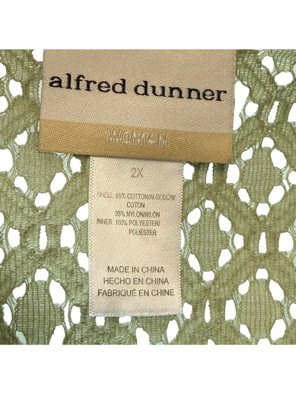 Alfred Dunner 2X Kimono Style Cardigan Green Lace Open 3/4 Sleeve - Picture 8 of 16